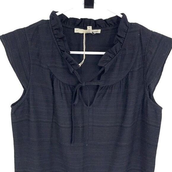 Acote Womens Ruffled Tie Neck Cap Sleeve Mini Fit & Flare Dress Black Size 0 (XS - Picture 2 of 9